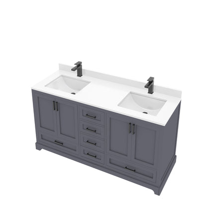 Maya 60 Inch Solid Wood Double Bathroom Vanity with Quartz Countertop