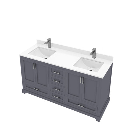 Maya 60 Inch Solid Wood Double Bathroom Vanity with Quartz Countertop