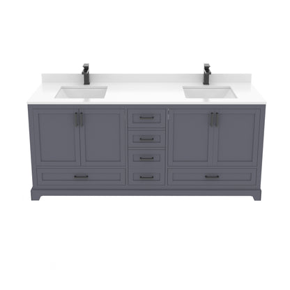 Maya 72 Inch Solid Wood Double Bathroom Vanity with Quartz Countertop