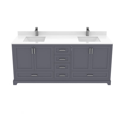 Maya 72 Inch Solid Wood Double Bathroom Vanity with Quartz Countertop