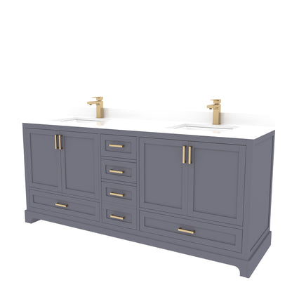Maya 72 Inch Solid Wood Double Bathroom Vanity with Quartz Countertop