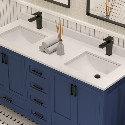 Maya 60 Inch Solid Wood Double Bathroom Vanity with Quartz Countertop