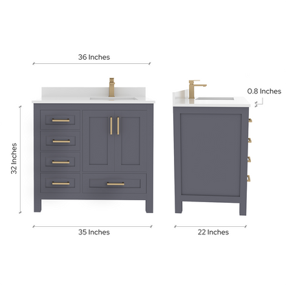 Rooh Bathroom Vanity 36" Right