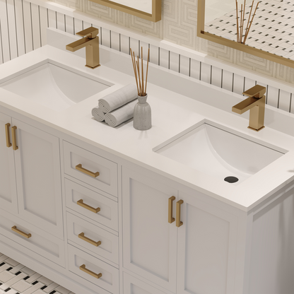 Maya 60 Inch Solid Wood Double Bathroom Vanity with Quartz Countertop