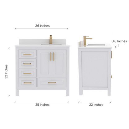 Rooh Bathroom Vanity 36" Right
