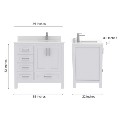 Rooh Bathroom Vanity 36" Right