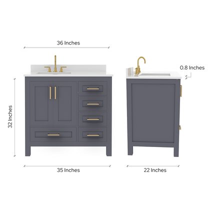 Rooh Bathroom Vanity 36" Left