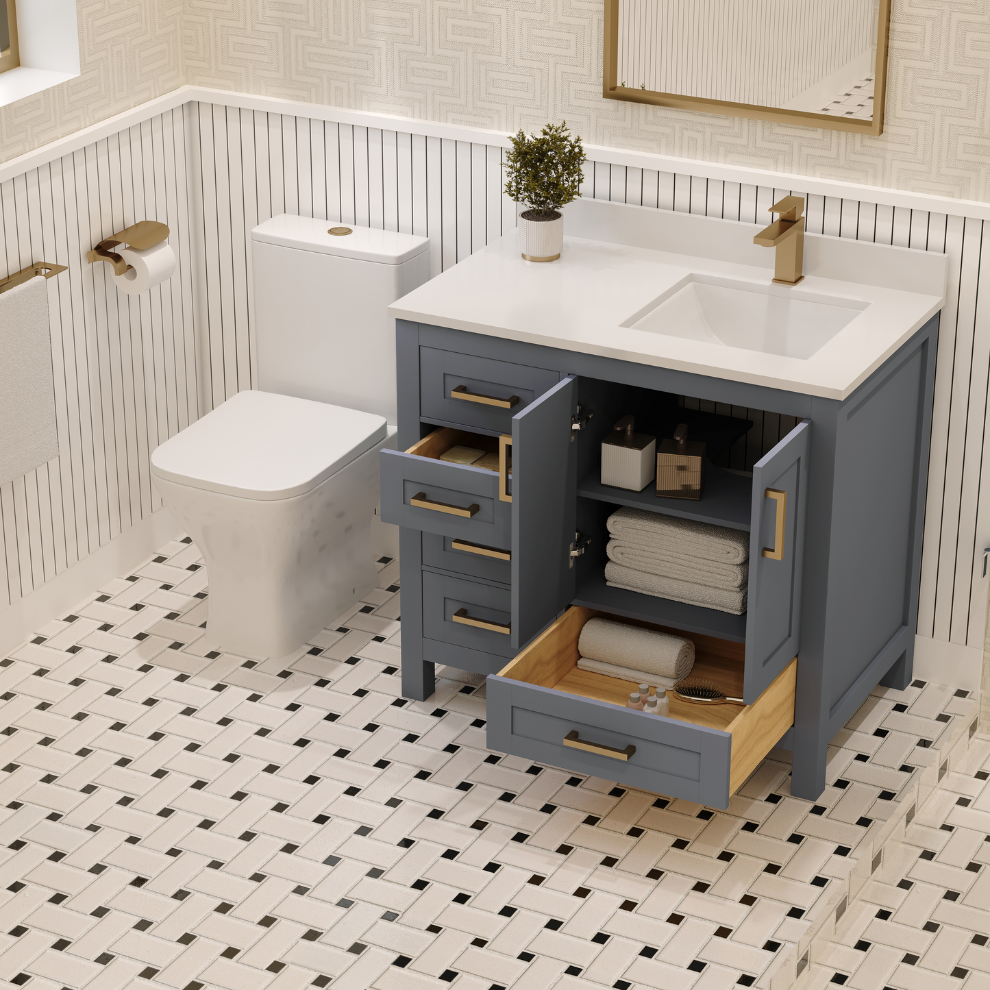 Rooh Bathroom Vanity 36" Right