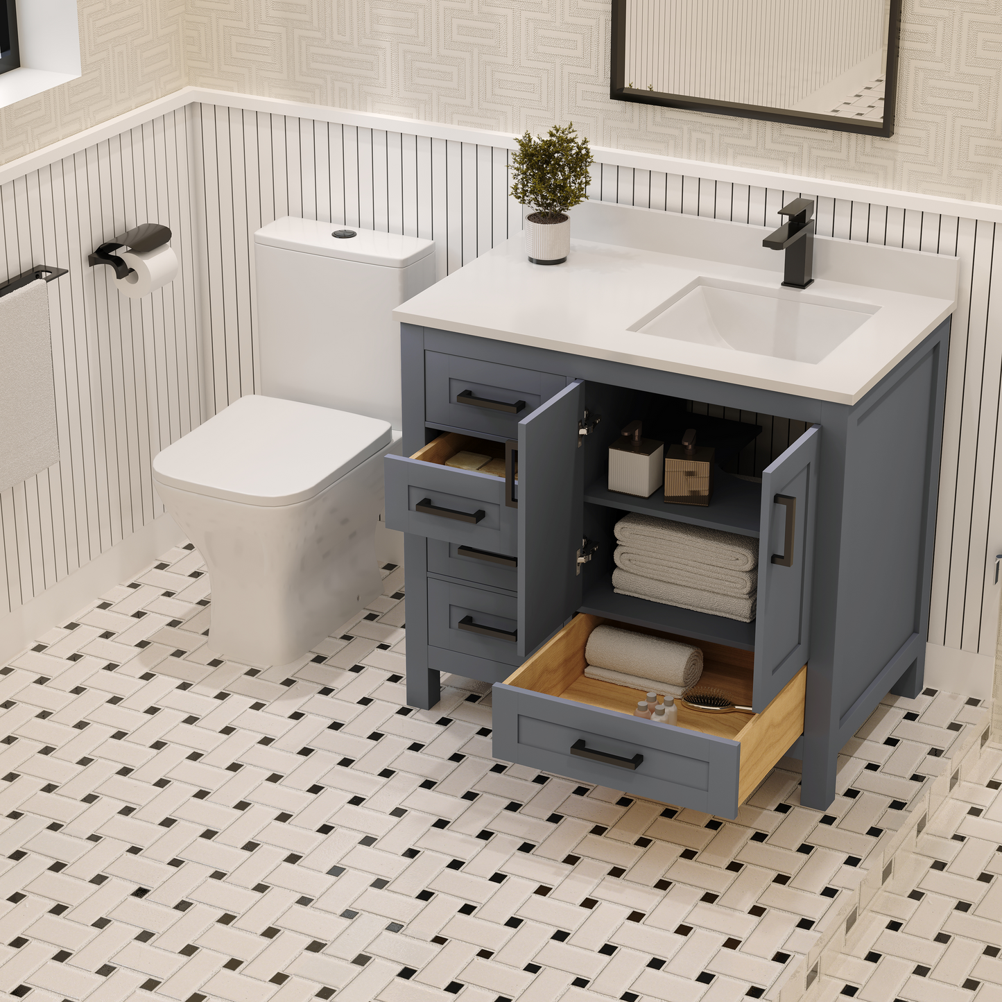Rooh Bathroom Vanity 36" Right