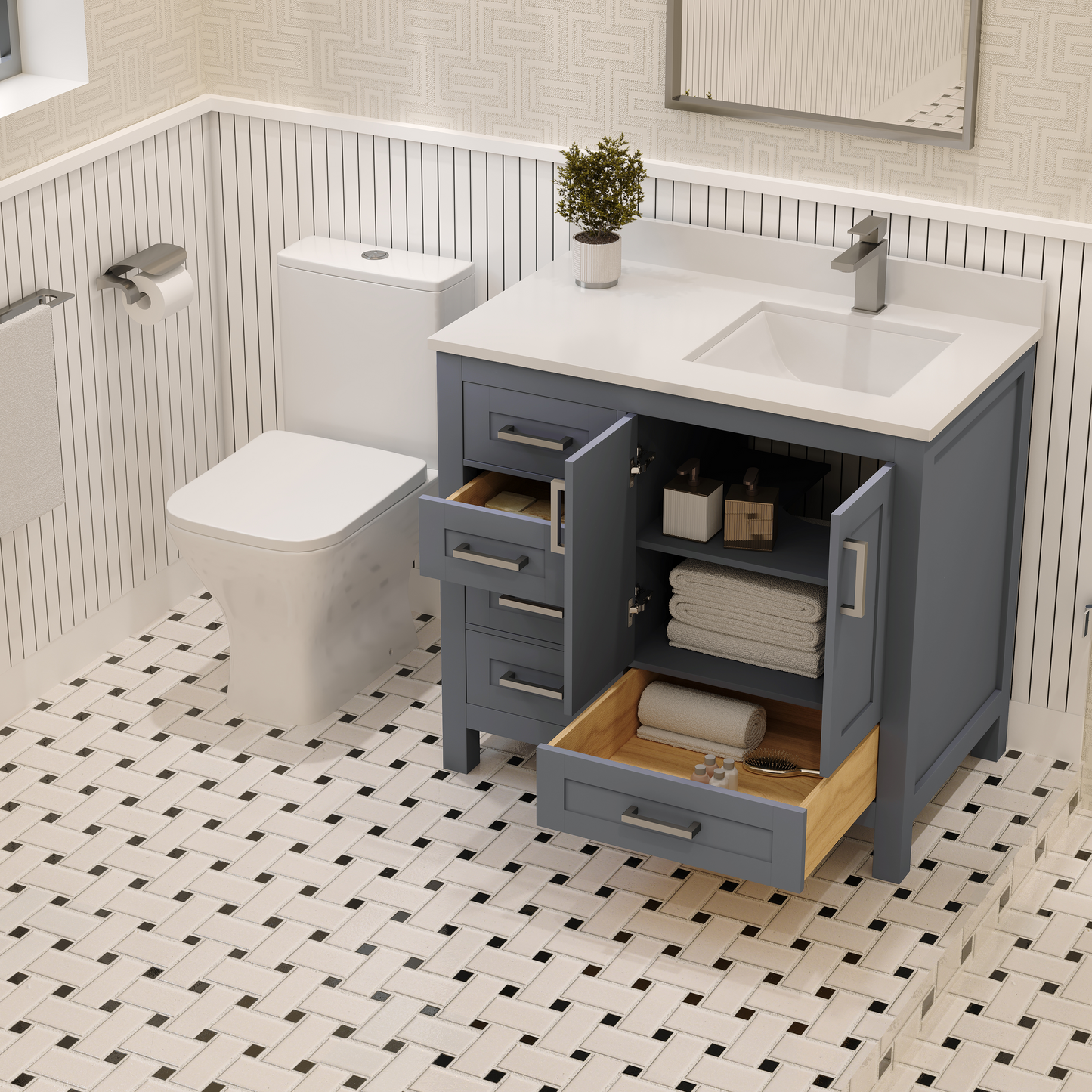 Rooh Bathroom Vanity 36" Right