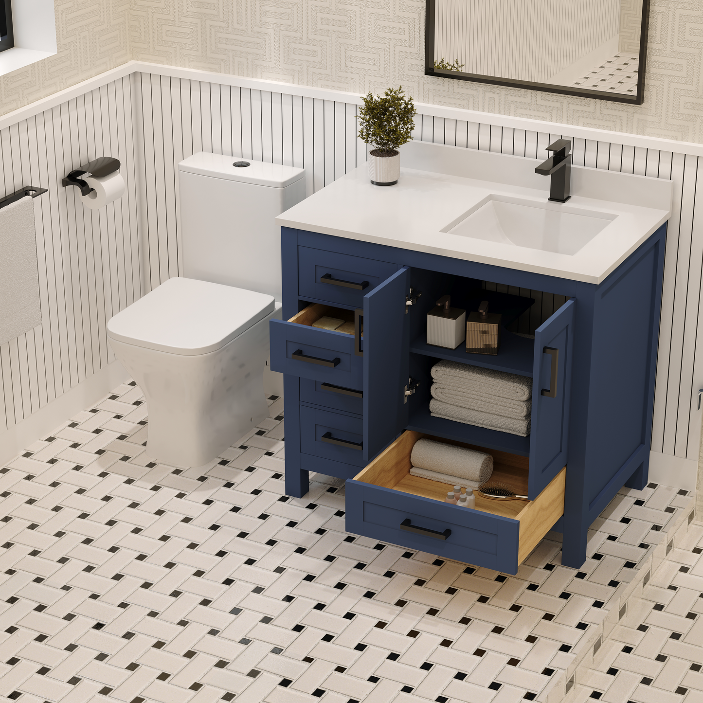 Rooh Bathroom Vanity 36" Right