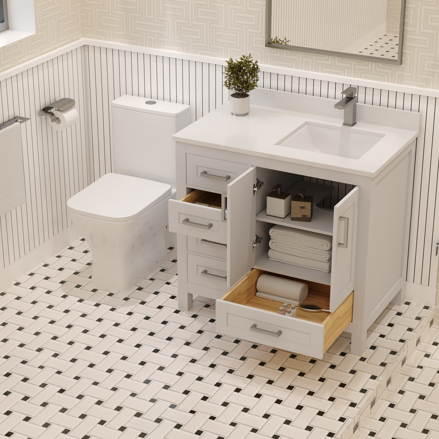 Rooh Bathroom Vanity 36" Right