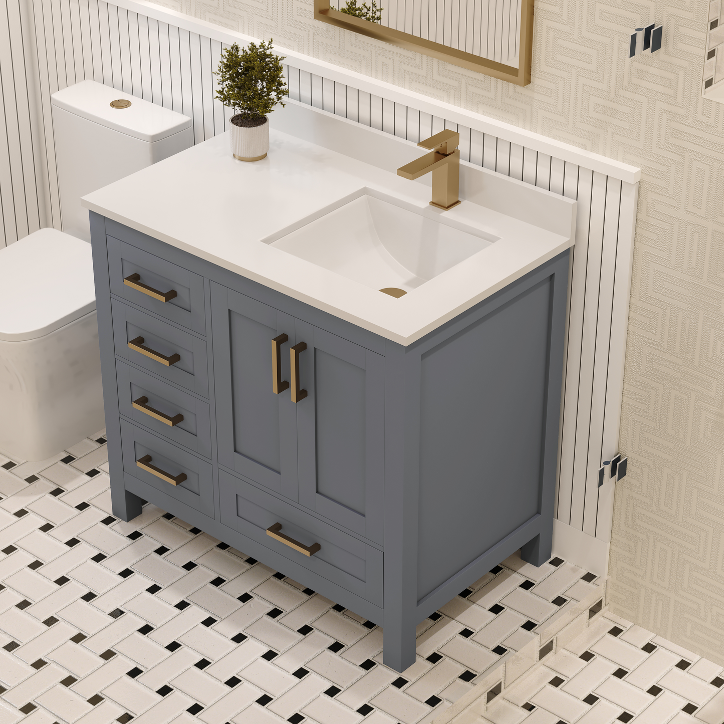 Rooh Bathroom Vanity 36" Right