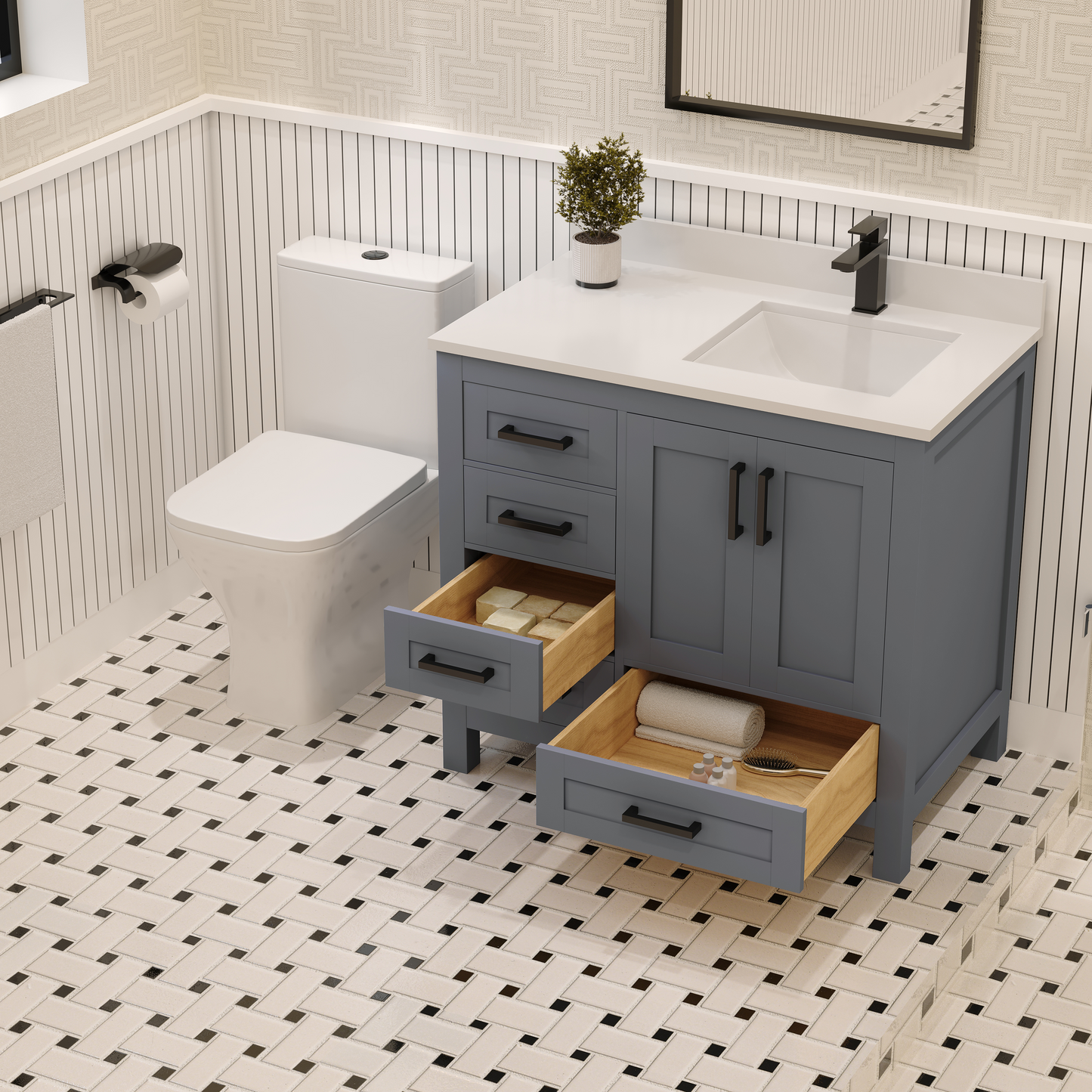 Rooh Bathroom Vanity 36" Right