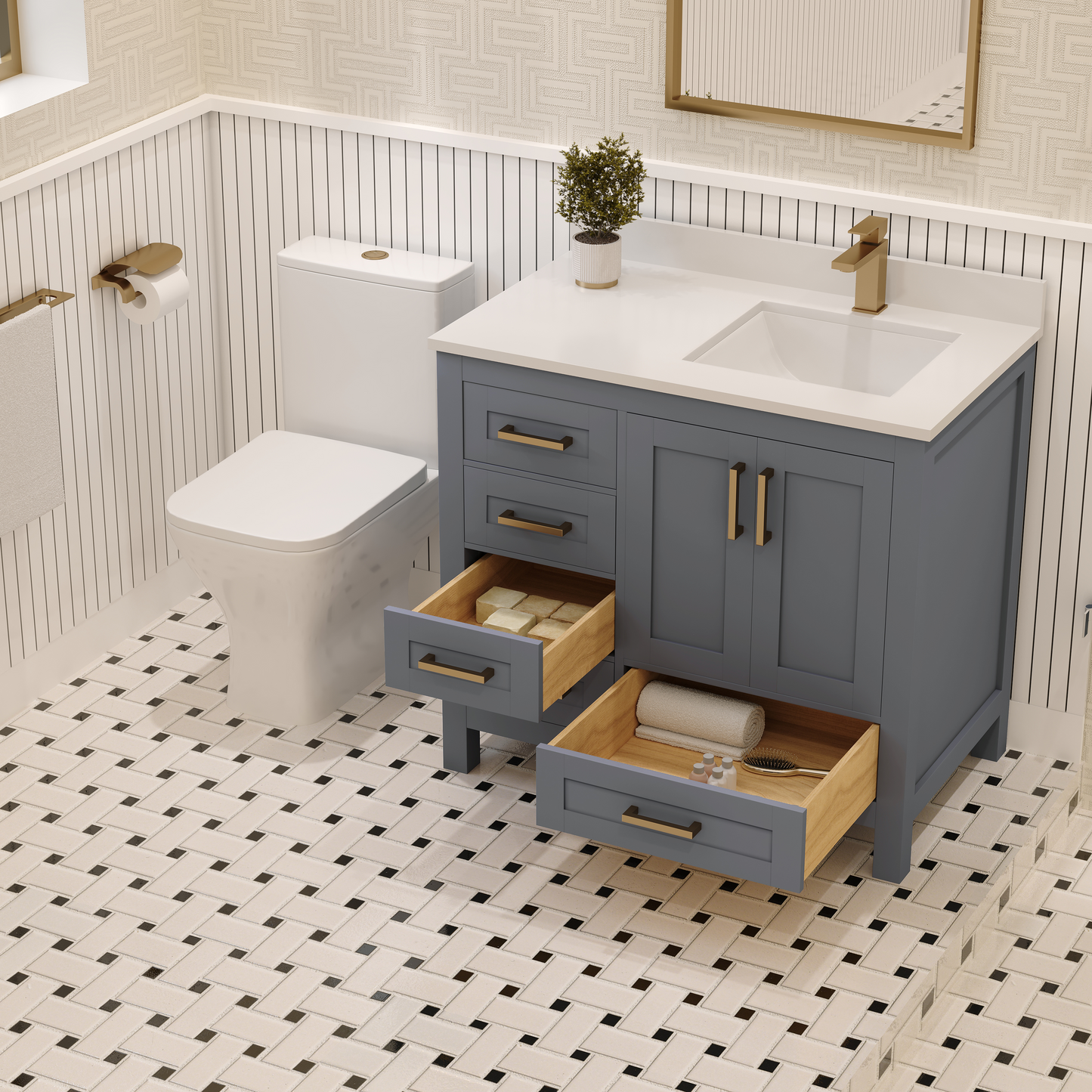 Rooh Bathroom Vanity 36" Right