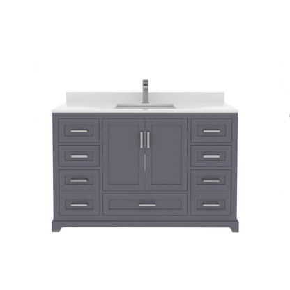 Maya 48 Inch Solid Wood Single Bathroom Vanity with Quartz Countertop