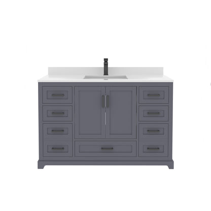 Maya 48 Inch Solid Wood Single Bathroom Vanity with Quartz Countertop