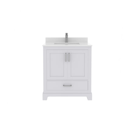 Maya 30 Inch Solid Wood Single Bathroom Vanity with Quartz Countertop
