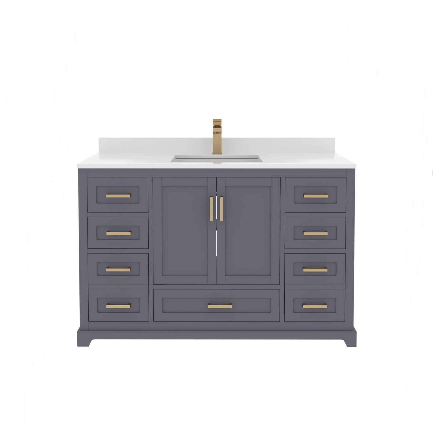 Maya 48 Inch Solid Wood Single Bathroom Vanity with Quartz Countertop