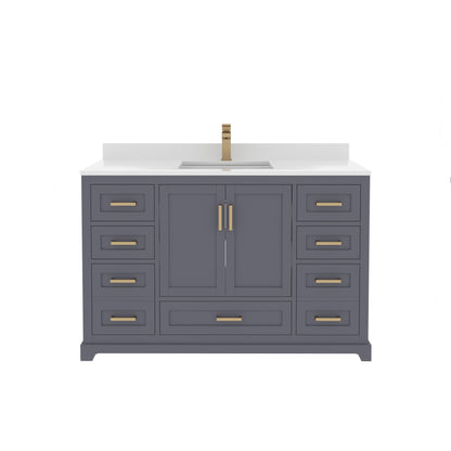 Maya 48 Inch Solid Wood Single Bathroom Vanity with Quartz Countertop