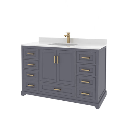 Maya 48 Inch Solid Wood Single Bathroom Vanity with Quartz Countertop