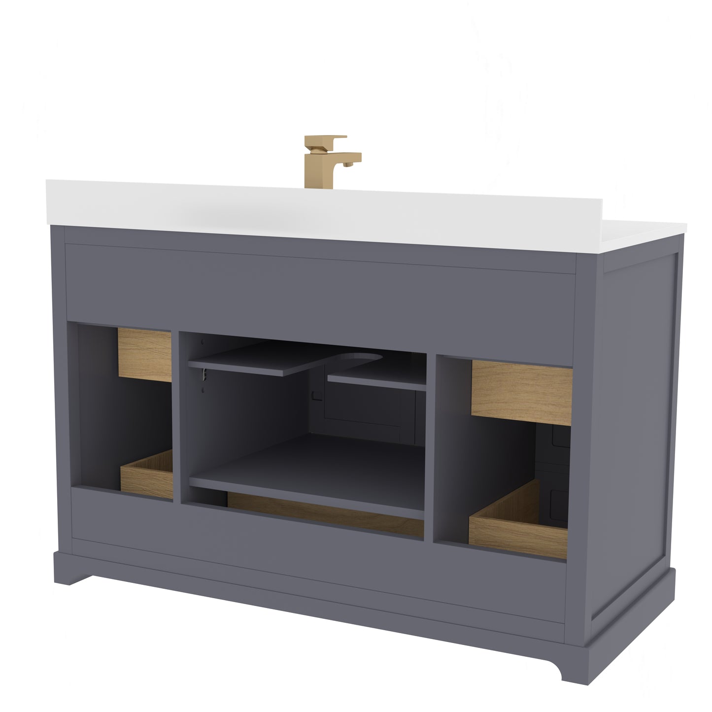 Maya 48 Inch Solid Wood Single Bathroom Vanity with Quartz Countertop