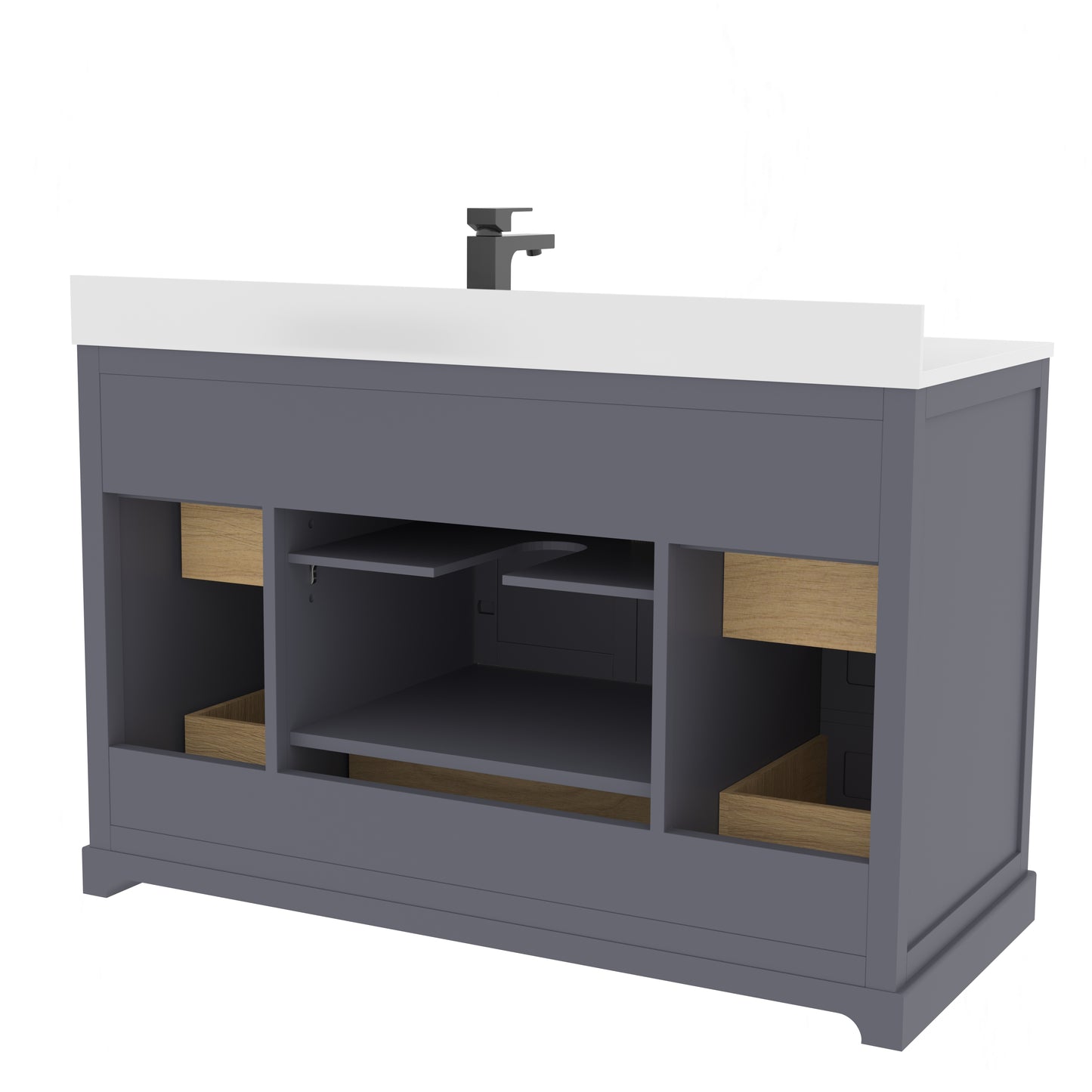 Maya 48 Inch Solid Wood Single Bathroom Vanity with Quartz Countertop